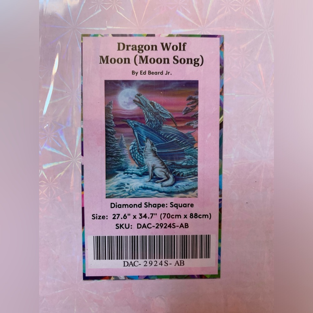 🌟Diamond Art Club Diamond Painting Kit Dragon Wolf Moon (Moon Song)
